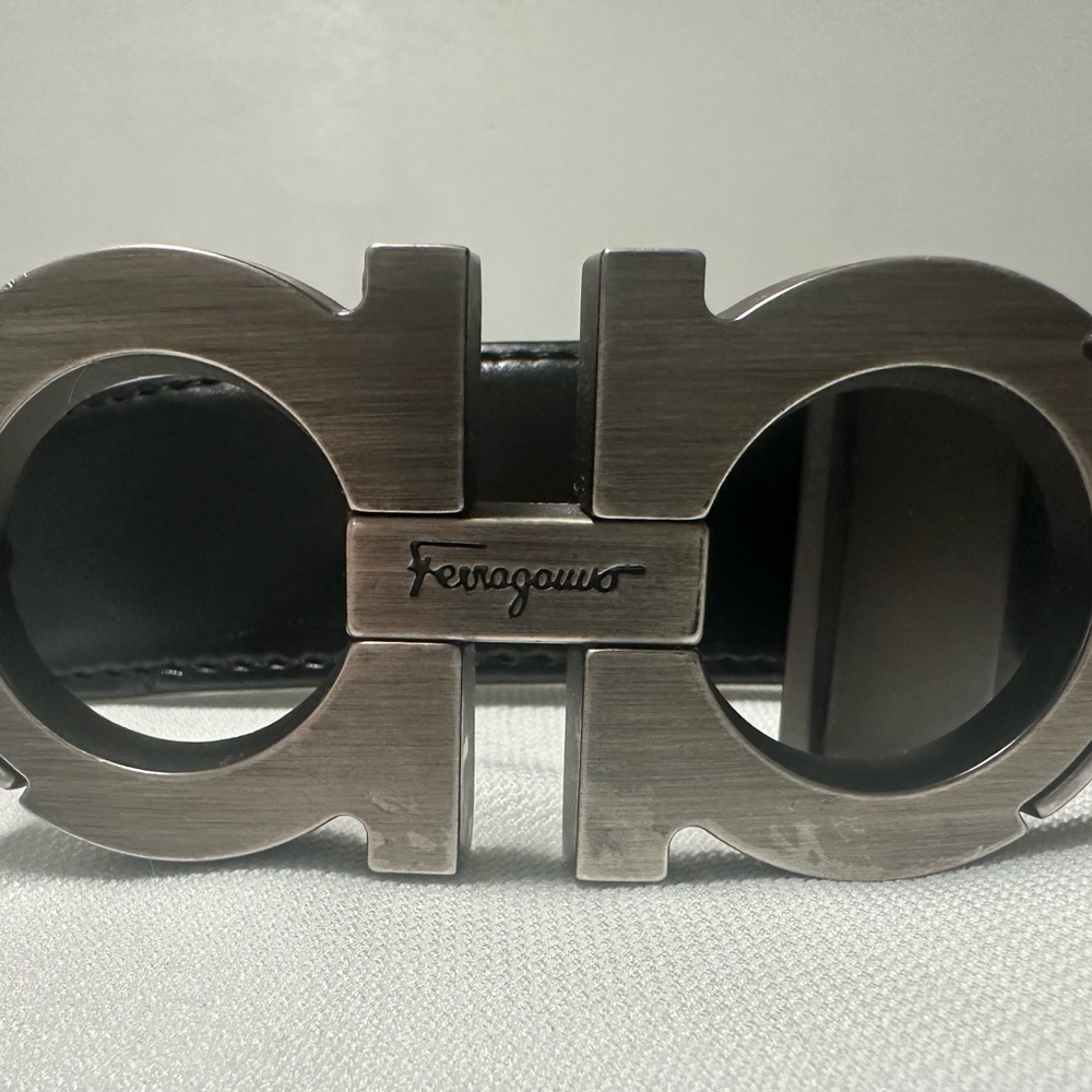 Salvatore Ferragamo Black Belt with Metal Buckle